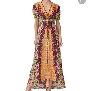 SALONI Lea Long Maxi Dress In Champagne Berries SIZE 8